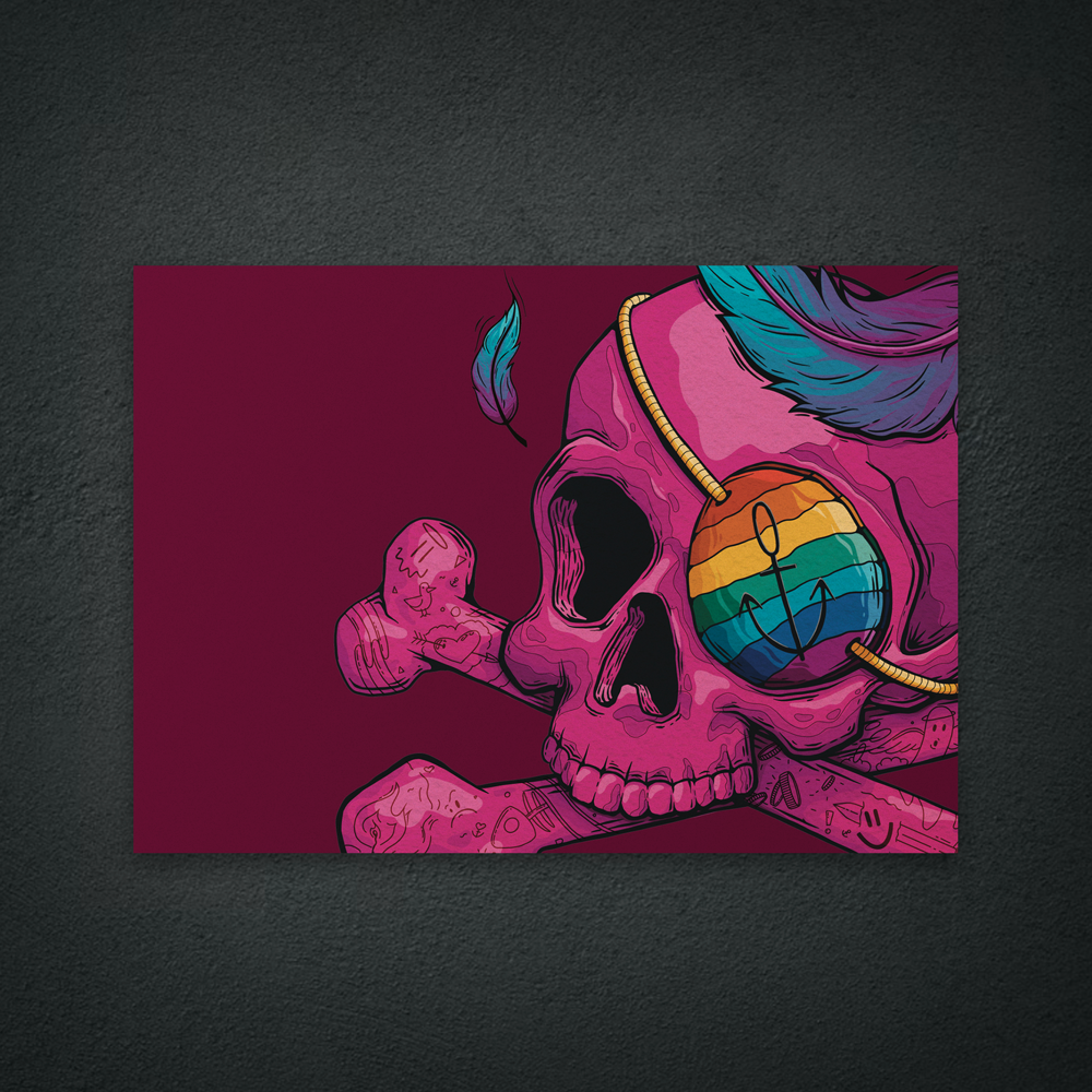 Postkarte Pink Skull