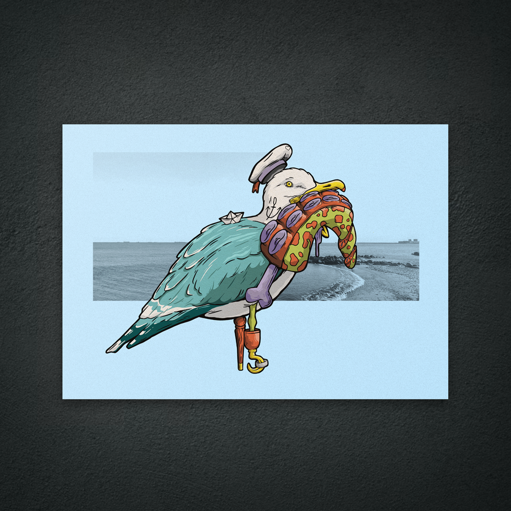 Postkarte Möwe Ahoi!